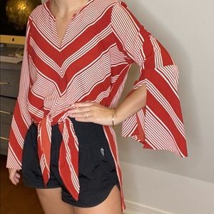 Burnt Orange/Burgundy & Cream Striped Top!